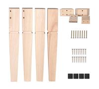 Patas cuadradas de roble sin terminar de 18 pulgadas, patas de madera de alta resistencia de mediados de siglo, juego de 4 para mesas, bancos, otomanas, con accesorios de instalación (natural)