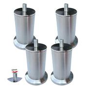 Patas de acero inoxidable para mesa de muebles, patas de metal para sofá, patas de gabinete de cocina de altura ajustable, patas de sofá plateadas para bricolaje, con varilla roscada M10, 9,8 cm/3,9