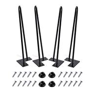 Patas de Horquilla de 18 Pulgadas, Patas de Mesa de Metal Resistentes para gabinete, gabinetes de TV, cajones, mesilla de Noche, 3/8" Dia Satén Negro de Dos Barras para Muebles DIY (45,5 cm, Negro)