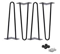 Patas de horquilla de acero negro de 35 cm, estilo industrial moderno de mediados de siglo, 2 varillas, 10 mm, paquete de 4, patas de metal resistente para mesa de café, muebles, proyecto de bricolaje