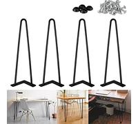 Patas de horquilla de metal e industrial de 16 pulgadas, 41 cm, color negro, patas de mesa resistentes, 2 barras, patas de muebles modernas, patas de horquilla de acero de 10 mm con tornillos y patas