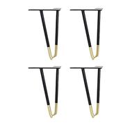 Patas de horquilla resistentes de 25 cm, elegantes patas de mesa negras y doradas para armarios, sillas, sofás y muebles, almohadillas antideslizantes incluidas de 60 cm