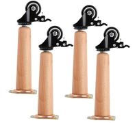 Patas de madera de repuesto para muebles con rueda universal cónica para sofá/banco, juego de 4 patas elevadas para armario, mesa de café, sofá vertical de 45 + 2.45 pulgadas