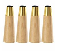 Patas De Madera Maciza Para Muebles Con Tapas Doradas - 4 Pcs Pies De Repuesto Para Sofá, Armario Y Mesa De Centro - Patas De Soporte Cónicas Rectas, Silenciosas Y Antideslizantes(Wood,12cm/4.7in)