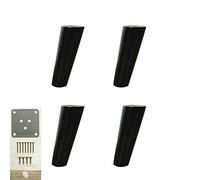 Patas de madera maciza para muebles, paquete de 4 patas de roble para mesa y silla, patas de repuesto cónicas para cama/cocina/mesas de café, incluye placas de montaje y tornillos (15 cm)