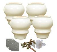 Patas de madera para muebles 4 patas de muebles de madera maciza, patas de sofá redondas de 9 cm, patas de cama, for sofá, otomana, soporte de TV, aparador, mesa de centro, con piezas de hardware(Whit