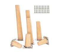 Patas de madera para muebles, juego de 4 patas redondas de madera maciza para sofá, mesa de sofá, patas de repuesto con almohadilla de protección de goma, tornillos para placas de montaje (30 cm)