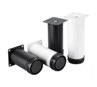 Patas de madera para muebles, Patas for muebles de acero inoxidable, altura ajustable, 50 mm diámetro, paquete 4, color negro y blanco(Black,20cm)