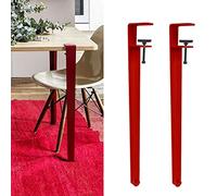 Patas de mesa ajustables de 71 cm con clip para muebles, diseño sin perforaciones, patas de soporte en forma de F para mesas de café, 2 unidades, color rojo, fácil instalación, duradero, estilo