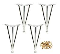 Patas de mesa ajustables de acero inoxidable, paquete de 4, patas triangulares de metal, patas de escritorio ajustables en altura para mesas, armarios, sofás, sillas, 25 cm, acabado plateado