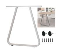 Patas de metal para muebles de repuesto para escritorios y mesas de comedor, ajustables con tornillos y almohadillas para pies, color blanco, 60 x 72 cm, ideal para proyectos de bricolaje en el hogar
