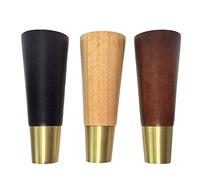 Patas de Muebles de Madera Maciza Altura de 100 mm-300 mm Pies de reemplazo de Silla de Madera Redondo cónico Sofá Armario Sofá Pata con Base de latón 4 Piezas