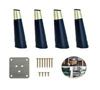Patas de Muebles de Madera Maciza, pies para sofá, 8cm-18cm, Patas de Repuesto de aleación de Cobre con Cubierta de Cono Oblicuo, para mesitas de Noche, taburetes, armarios, Paquete de 4