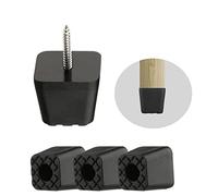 Patas de muebles negro, cuadradas, topes de goma, protección para muebles, mesa (con tornillos, deslizadores de muebles) (16)