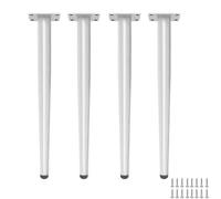 Patas de piel ajustables, paquete de 4 patas de metal para mesa, soporte de acero para sofás, camas, sillas de cabi, color blanco (45 cm) con tornillos, perfecto para el hogar y la oficina