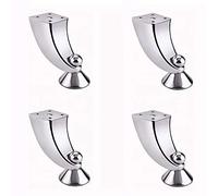 Patas de sofá de metal cromado, paquete de 4 patas redondas de repuesto para muebles de armario, silla, mesa, cama, patas plateadas de 100 mm con tornillos para una fácil instalación