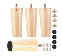 Patas de sofá redondas de madera ajustables y resistentes, juego de 4 patas de madera natural de 2 a 8 pulgadas de altura para sofá, mesa, cama, silla, banco, tocador, 3.1 pulgadas de diámetro
