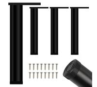 Patas mesa alta cocina, 4 Piezas Patas metalicas para mesas altas Pata para Mueble Negro Pies de Gabinete Aleación Aluminio | Acabado Anodizada Pies de Metal Altura: 6-40cm para Oficina 30cm/11.8"