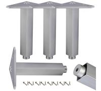 Patas mesa alta cocina, 4 Piezas Patas metalicas para mesas altas Pata para Mueble Plata Pies de Gabinete Aleación Aluminio | Acabado Anodizada Pies de Metal Altura: 6-40cm para Oficina 30cm/11.8"