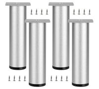 Patas mesa alta cocina, 4 Piezas Patas metalicas para mesas altas Pata para Mueble Plata Pies de Gabinete Aleación Aluminio | Acabado Anodizada Pies de Metal Altura: 6-40cm para Oficina 30cm/11.8"
