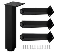 Patas mesa centro, 4 Piezas Patas para Mesa de Centro Pata para Mueble Negro Patas para armario metálico Aleación Aluminio | Acabado Anodizada Pies de Metal Altura: 3-40cm para Oficina 25cm/9.8"