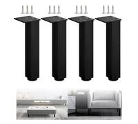 Patas mesa centro, 4 Piezas Patas para Mesa de Centro Pata para Mueble Negro Patas para armario metálico Aleación Aluminio | Acabado Anodizada Pies de Metal Altura: 3-40cm para Oficina 25cm/9.8"