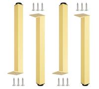 Patas mesa centro, 4 Piezas Patas para Mesa de Centro Pata para Mueble Oro Patas para armario metálico Aleación Aluminio | Acabado Anodizada Pies de Metal Altura: 3-40cm para Oficina 25cm/9.8"