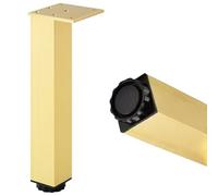 Patas mesa centro, 4 Piezas Patas para Mesa de Centro Pata para Mueble Oro Patas para armario metálico Aleación Aluminio | Acabado Anodizada Pies de Metal Altura: 3-40cm para Oficina 25cm/9.8"
