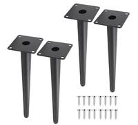 Patas metálicas para muebles, No ajustables los 25-75cm multicolores en forma de cono las piernas 4PCS muebles del metal resbalón(Black,35cm)