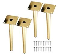Patas metálicas para muebles, No ajustables los 25-75cm multicolores en forma de cono las piernas 4PCS muebles del metal resbalón(Gold,55cm)