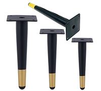 Patas para Mesa de Metal Patas de Mesa Negro Dorado 10cm - 55cm Pies de Mesa Centro Cónicas Patas Mesa para Salón Pies mesa para TV Hierro | Acabado Galvanoplastia,4 piezas (30cm,rectos)