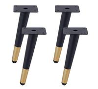 Patas para Mesa de Metal Patas de Mesa Negro Dorado 10cm - 55cm Pies de Mesa Centro Cónicas Patas Mesa para Salón Pies mesa para TV Hierro | Acabado Galvanoplastia,4 piezas (20cm,oblicuos)