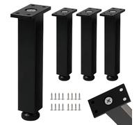 Patas para mesas altas, 4 Piezas Patas mesa centro metal Pata para Mueble Negra Pata Sofá Patas de cama Aleación Aluminio | Acabado Anodizada Pies de Metal Altura: 6-40cm para Oficina 40cm/15.8"