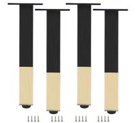 Patas para mesas altas, 4 Piezas Patas mesa centro metal Pata para Mueble Negro Oro Pata Sofá Patas de cama Aleación Aluminio | Acabado Anodizada Pies de Metal Altura: 6-60cm para Oficina 40cm/15.8"