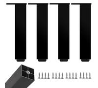 Patas para mesas altas, 4 Piezas Patas mesa centro metal Pata para Mueble Negro Pata Sofá Patas de cama Aleación Aluminio | Acabado Anodizada Pies de Metal Altura: 6-40cm para Oficina 40cm/15.8"