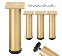 Patas para mesas altas, 4 Piezas Patas mesa centro metal Pata para Mueble Oro Pata Sofá Patas de cama Aleación Aluminio | Acabado Anodizada Pies de Metal Altura: 6-40cm para Oficina 40cm/15.8"