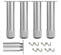 Patas para mesas altas, 4 Piezas Patas mesa centro metal Pata para Mueble Plata Pata Sofá Patas de cama Aleación Aluminio | Acabado Anodizada Pies de Metal Altura: 6-40cm para Oficina 40cm/15.8"