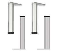 Patas para mesas altas, 4 Piezas Patas mesa centro metal Pata para Mueble Plata Pata Sofá Patas de cama Aleación Aluminio | Acabado Anodizada Pies de Metal Altura: 6-40cm para Oficina 40cm/15.8"