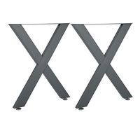 Patas para muebles, 2 patas de mesa de metal, en forma de X, patas de mesa de acero sólido, patas de escritorio con almohadillas, protección del suelo, grosor de 0.8 pulgadas de ancho 3 pulgadas, 28 x