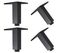 Patas para Muebles de Aleación Aluminio, 4 Piezas Pata Cuadrada para Mueble Negras Pies de gabinete Patas de Repuesto Aleación Aluminio | Acabado Pintado Patas del Sofá Altura: 6-30cm Baño 10cm/4"