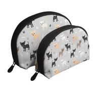 Patas y Huesos de Chihuahua, Bolsa de Maquillaje de Concha, Monedero pequeño para Mujer, Bolsa de artículos de tocador, Bolsa de cosméticos, 2 Piezas