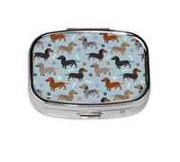 Patas y huesos de perro salchicha azul, Pastillero cuadrado para bolsillo o monedero, pequeño contenedor de pastillas, organizador de pastillas de viaje