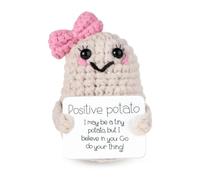Patata Positiva Divertida, 7,6cm Lindo Positive Potato Muñeco de Patata de Punto con Estímulo Estilo de Lazo para Mujeres para Navidad Cumpleaños Día de San Valentín Decoración de Fiesta