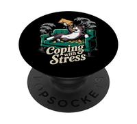 Patatas Fritas para Gatito Estresado Lazy Cat Fritas para Hacer Frente al estrés PopSockets PopGrip Adhesivo