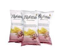 Patatas fritas sabor ajo con aceite de oliva virgen, pack de 3 unidades. Pafritas