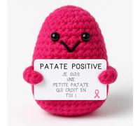 Patate Pinkie | Peluche Solidario Cinta Rosa | 1€ invertido Cáncer de Mama | Mujer Hija Amiga Hermana Madre | Apoyo Moral | Deco Feel Good | Doudou amuleto | Breast Cáncer | Idee Regalo Caritativo