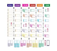 PATboard Kit de Notas Magnéticas - Completo para Tablero Scrum y Tablero Kanban - Agile project management con este juego complete - Mejora la productividad de tu equipo