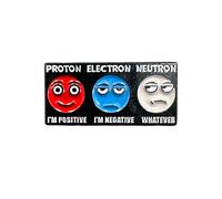 Patch Nation Broche de metal con texto en inglés "Proton I'm Positive, Electron I'm Negative, Neutron Whatever