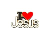 Patch Nation Broche de metal dorado con texto "I Love Jesus"
