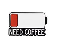 Patch Nation Need Coffee - Broche de metal con batería baja